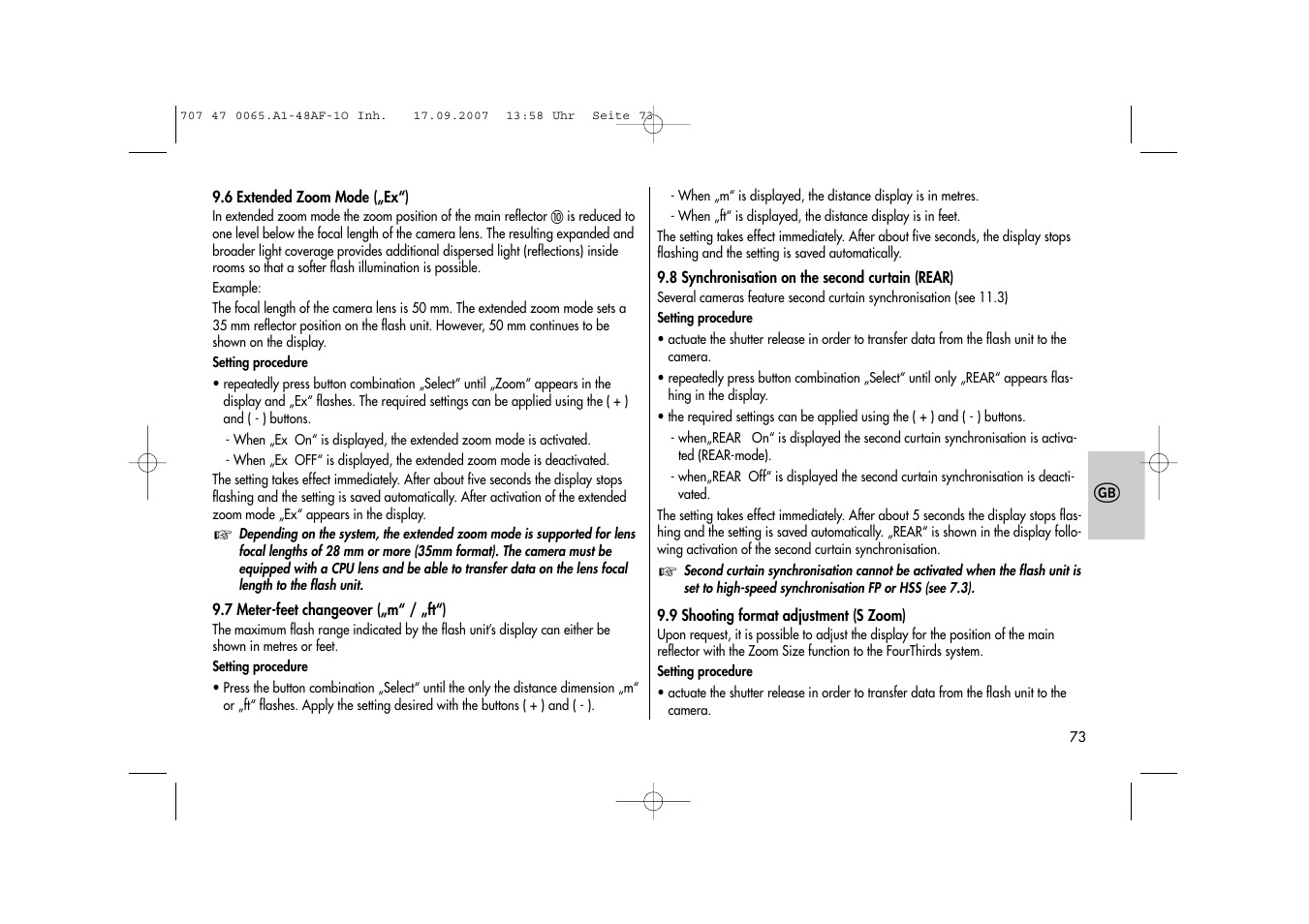 Metz AF-1 User Manual | Page 73 / 127