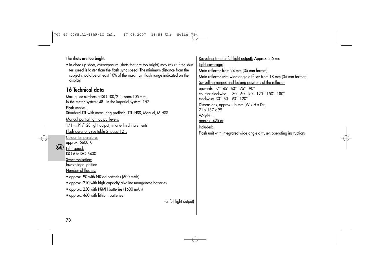 Metz AF-1 User Manual | Page 78 / 127