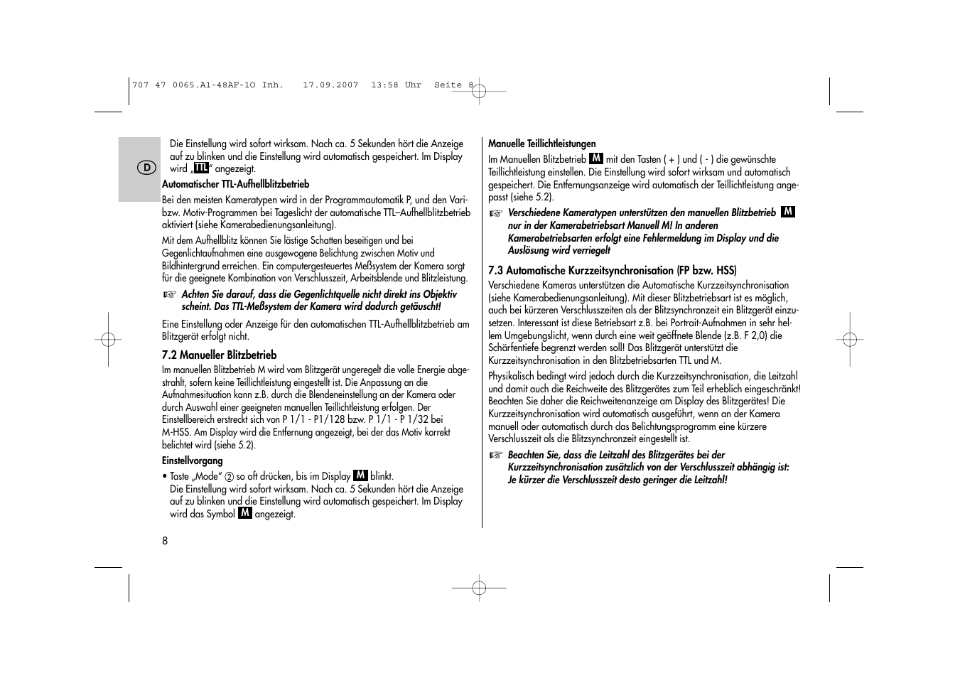 Metz AF-1 User Manual | Page 8 / 127