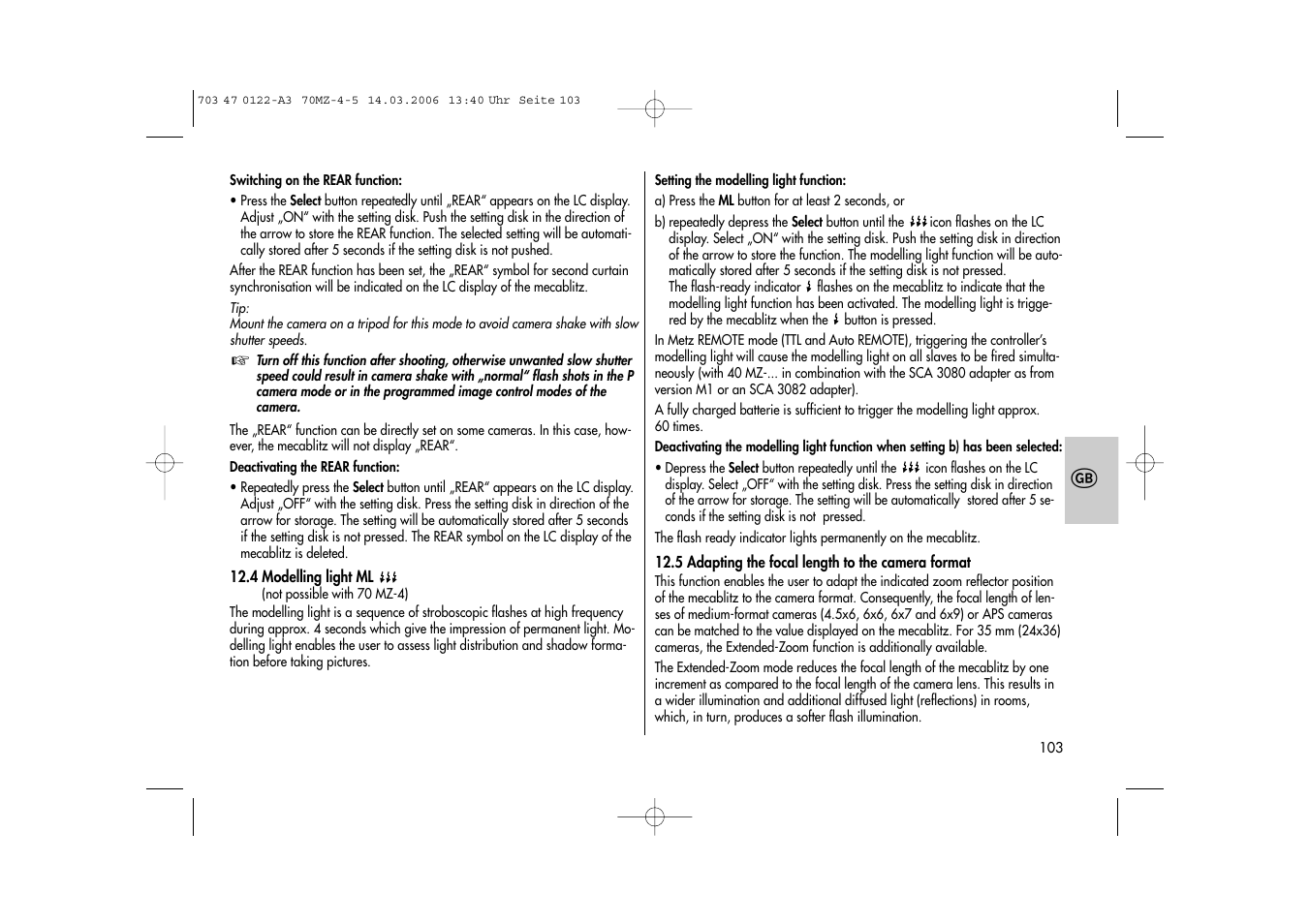 Metz 70 MZ-4/5 User Manual | Page 103 / 180