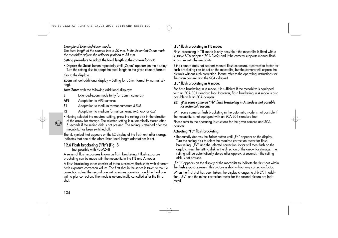 Metz 70 MZ-4/5 User Manual | Page 104 / 180