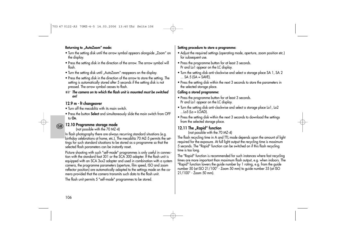 Metz 70 MZ-4/5 User Manual | Page 106 / 180