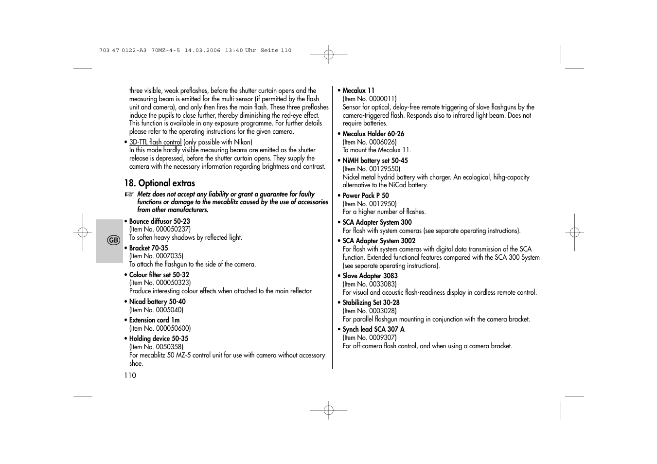 Metz 70 MZ-4/5 User Manual | Page 110 / 180