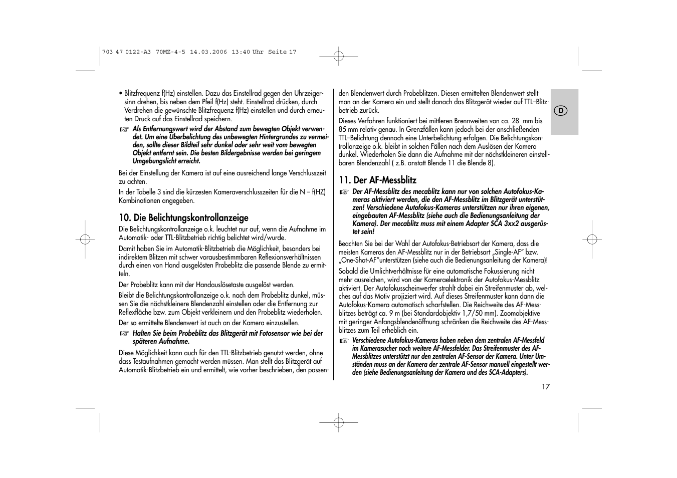 Metz 70 MZ-4/5 User Manual | Page 17 / 180