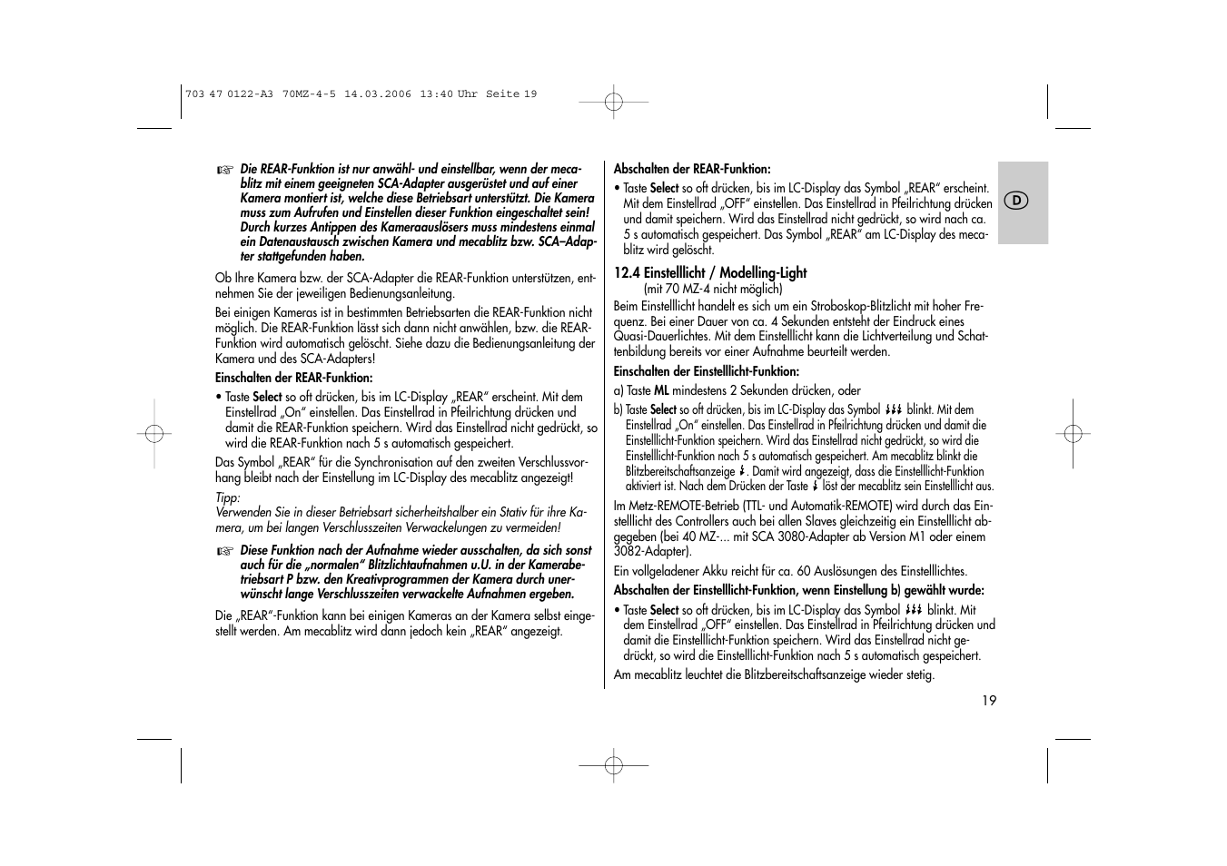 Metz 70 MZ-4/5 User Manual | Page 19 / 180
