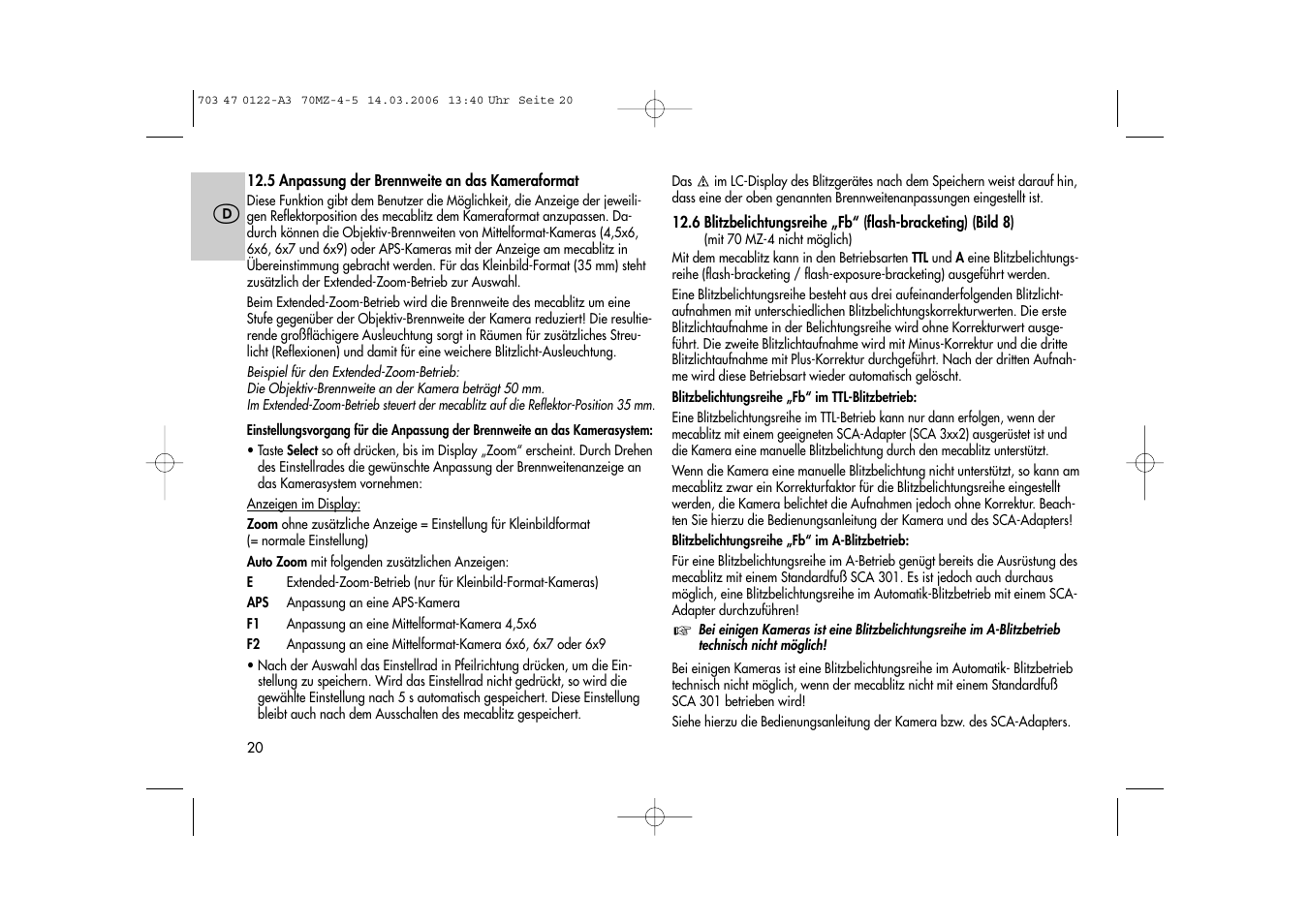 Metz 70 MZ-4/5 User Manual | Page 20 / 180