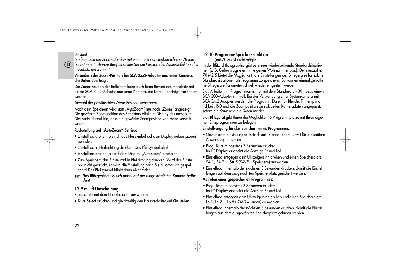 Metz 70 MZ-4/5 User Manual | Page 22 / 180