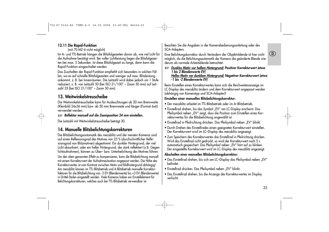 Metz 70 MZ-4/5 User Manual | Page 23 / 180