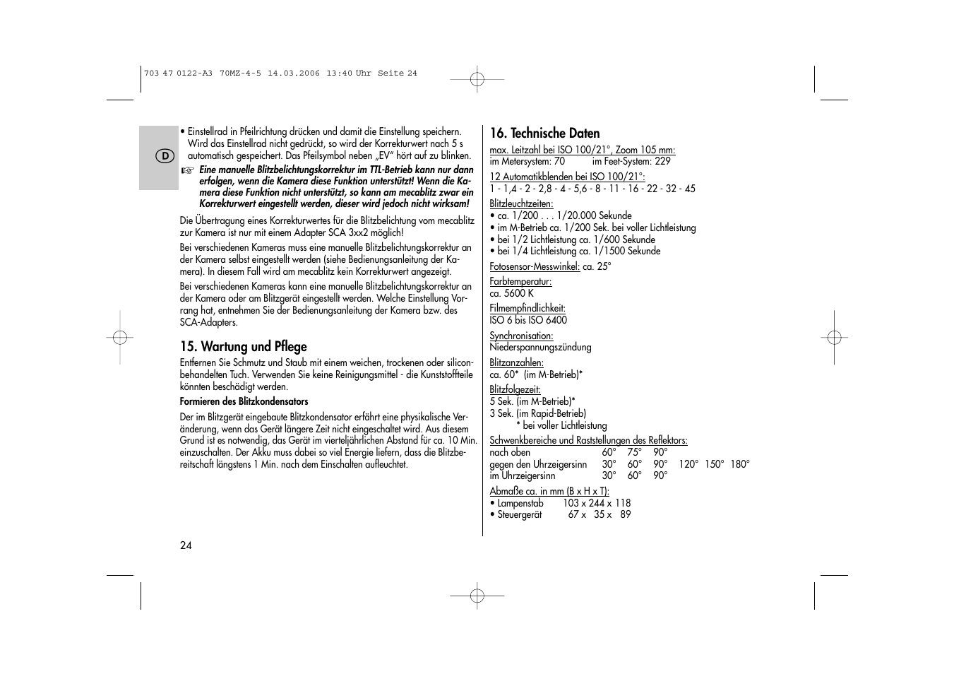 Metz 70 MZ-4/5 User Manual | Page 24 / 180