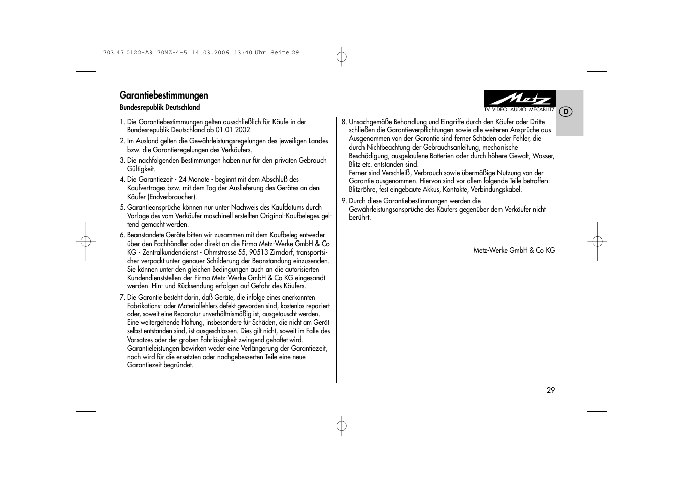 Metz 70 MZ-4/5 User Manual | Page 29 / 180