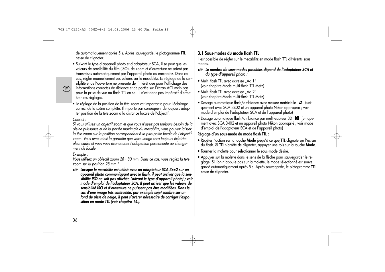 Metz 70 MZ-4/5 User Manual | Page 36 / 180