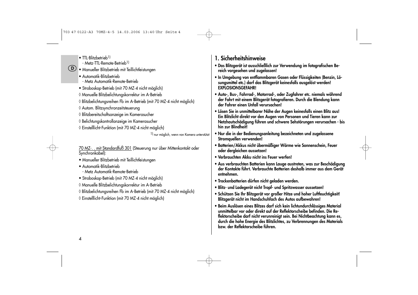 Metz 70 MZ-4/5 User Manual | Page 4 / 180