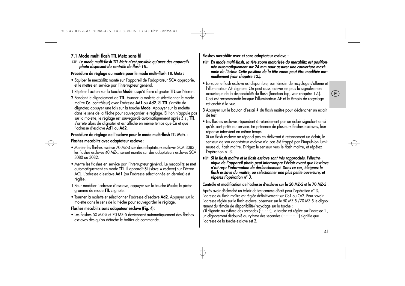 Metz 70 MZ-4/5 User Manual | Page 41 / 180