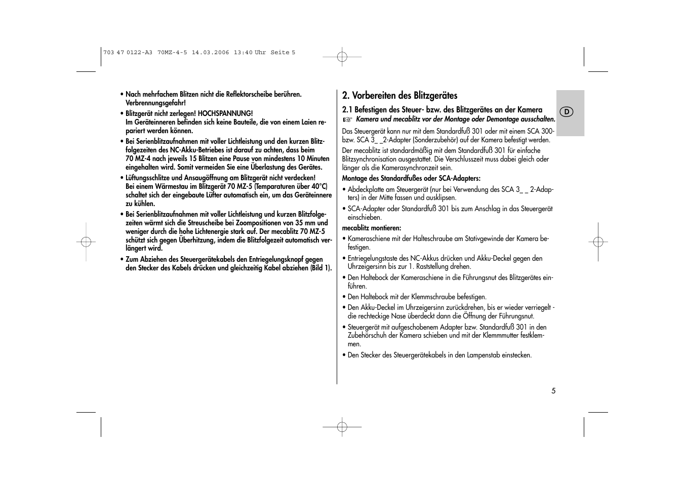 Metz 70 MZ-4/5 User Manual | Page 5 / 180