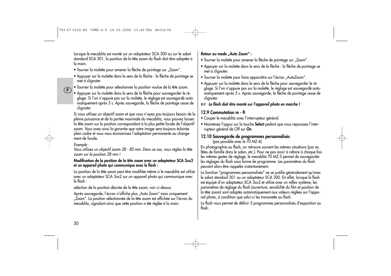 Metz 70 MZ-4/5 User Manual | Page 50 / 180