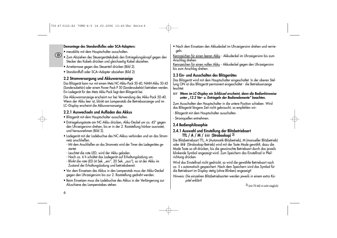 Metz 70 MZ-4/5 User Manual | Page 6 / 180