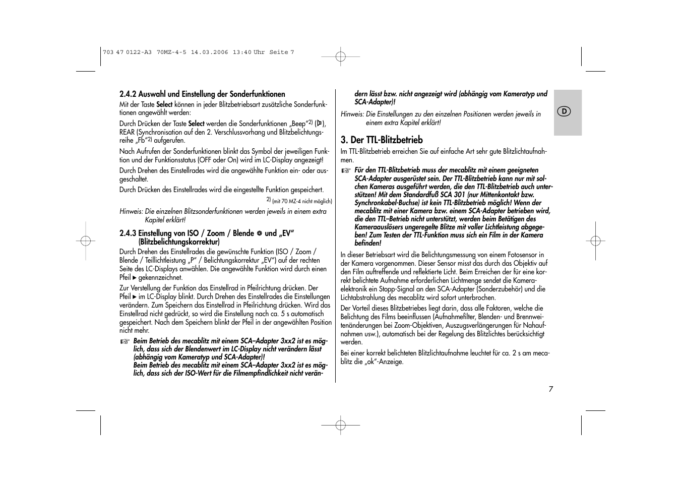 Metz 70 MZ-4/5 User Manual | Page 7 / 180