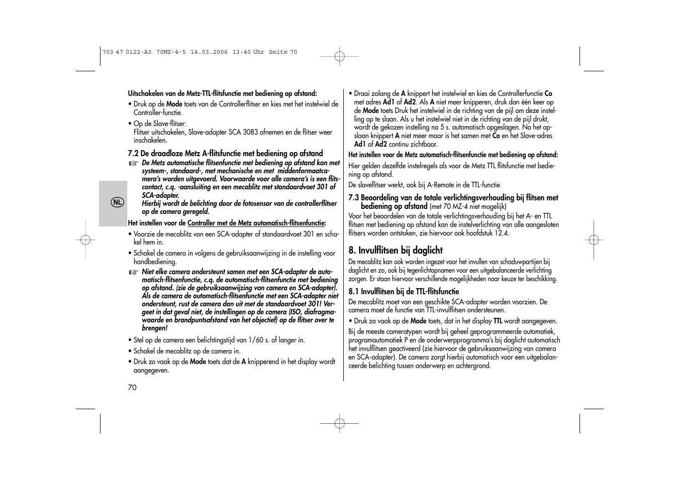 Metz 70 MZ-4/5 User Manual | Page 70 / 180