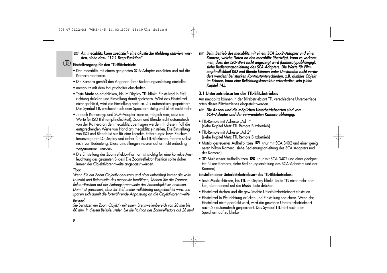 Metz 70 MZ-4/5 User Manual | Page 8 / 180