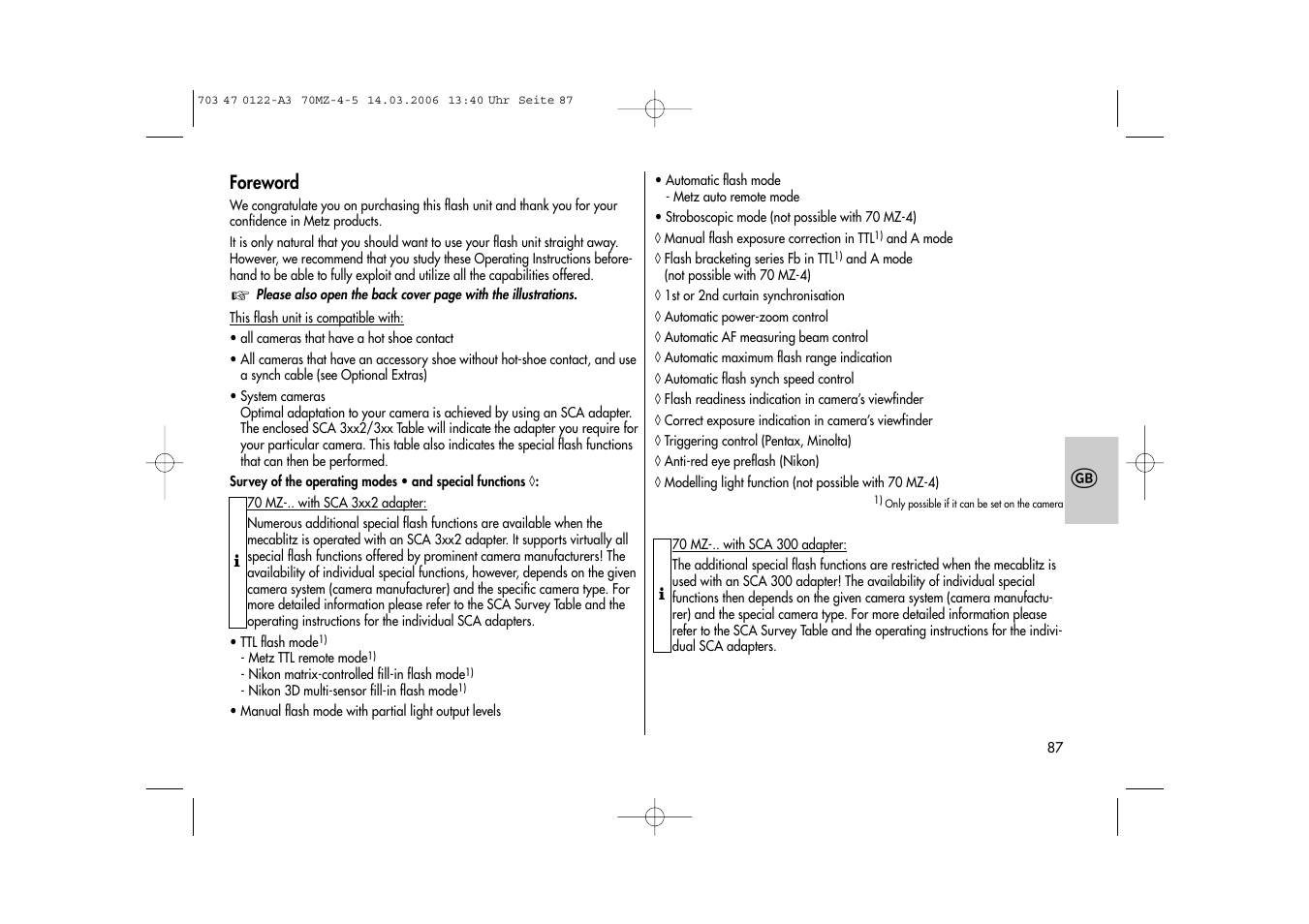Metz 70 MZ-4/5 User Manual | Page 87 / 180
