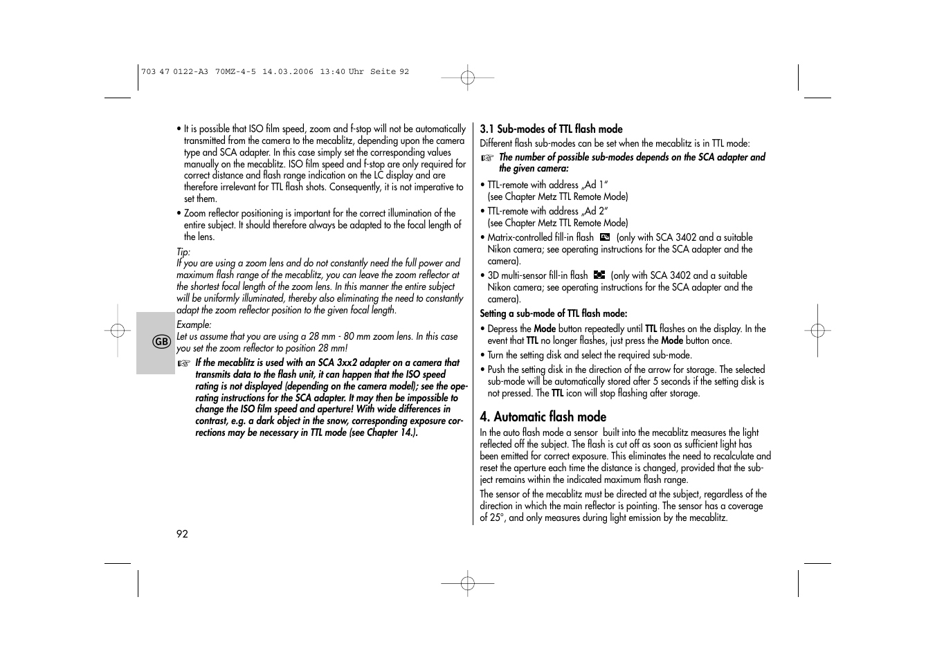 Metz 70 MZ-4/5 User Manual | Page 92 / 180