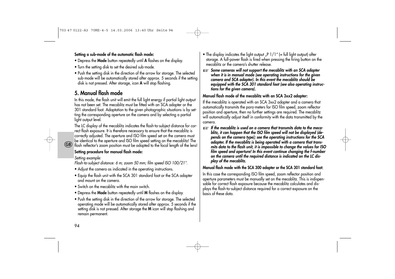 Metz 70 MZ-4/5 User Manual | Page 94 / 180