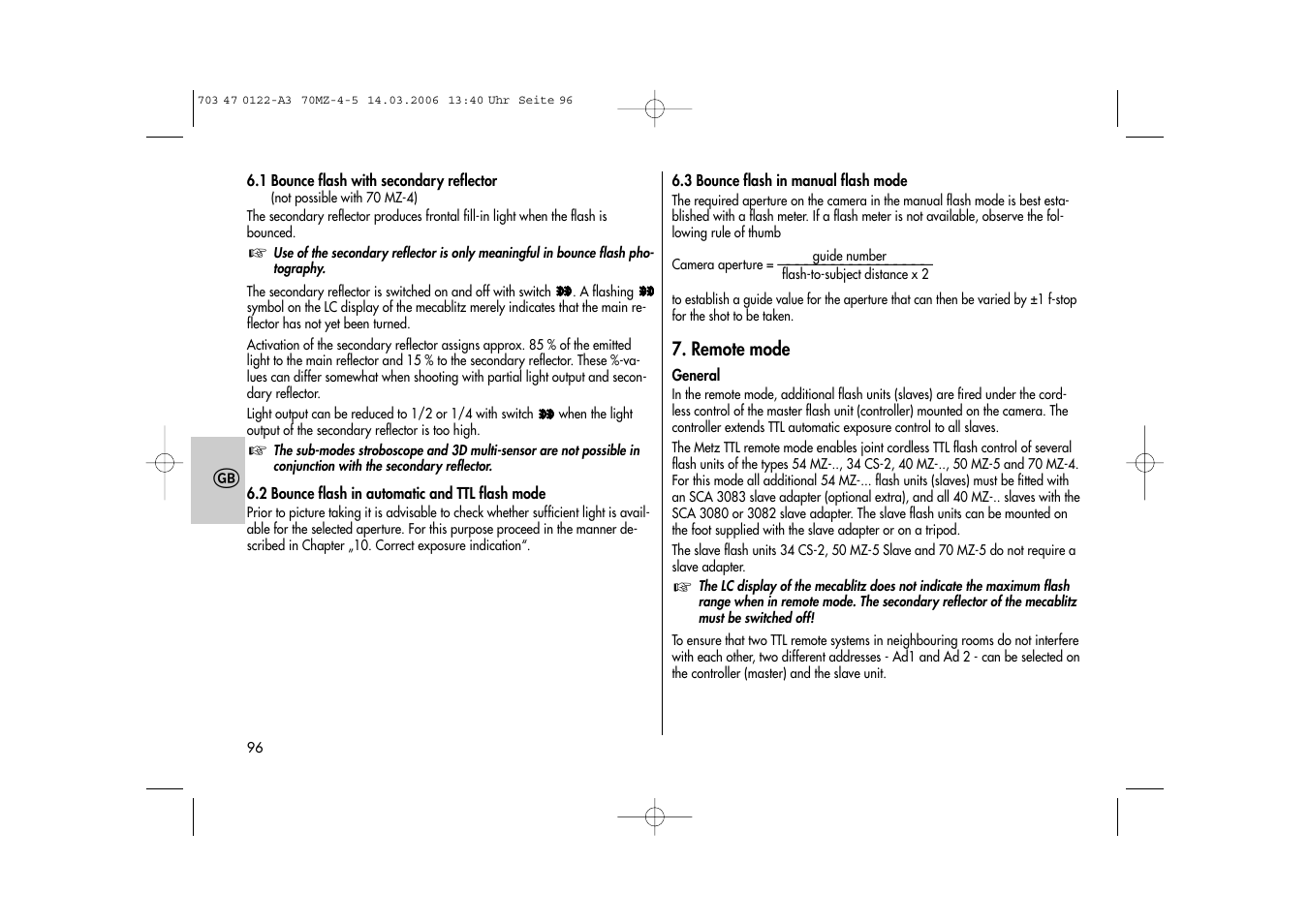 Metz 70 MZ-4/5 User Manual | Page 96 / 180