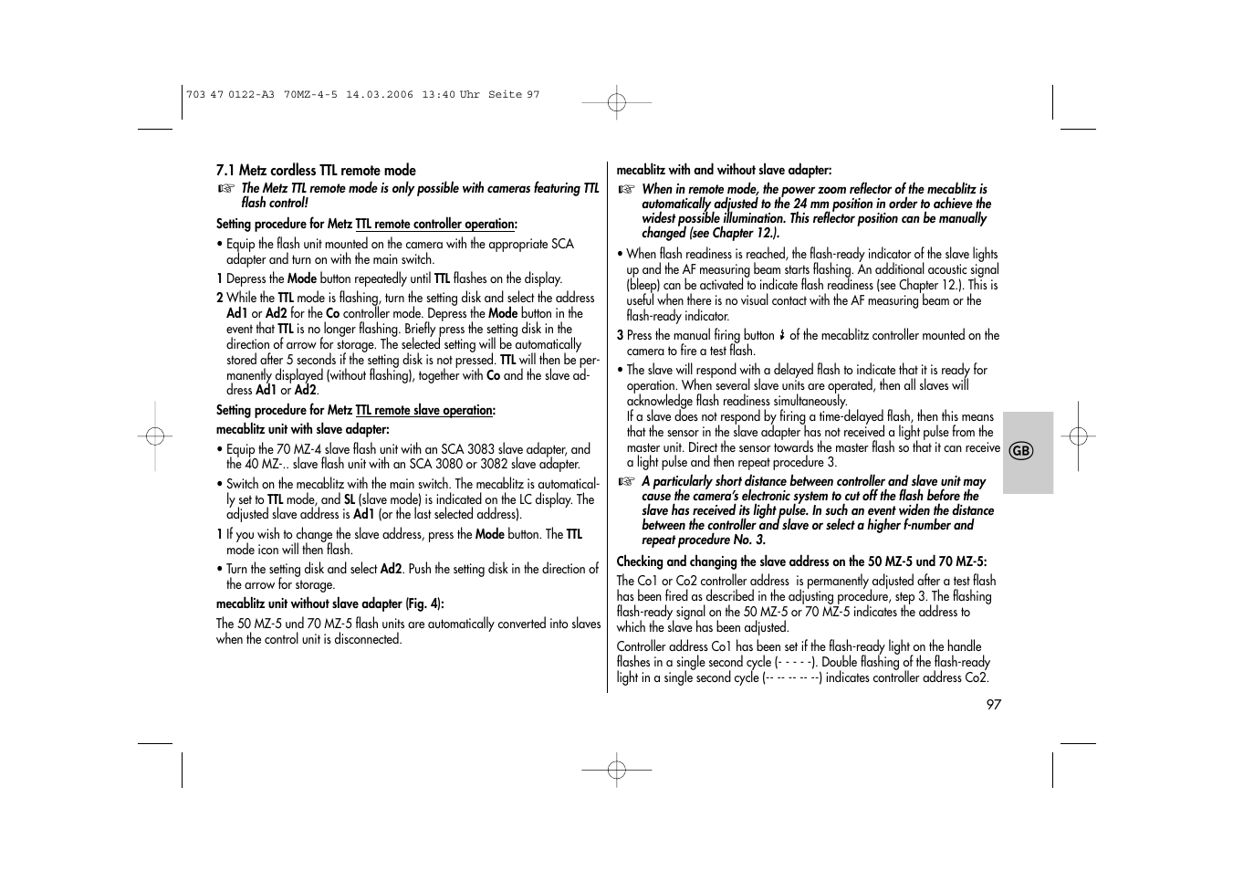 Metz 70 MZ-4/5 User Manual | Page 97 / 180