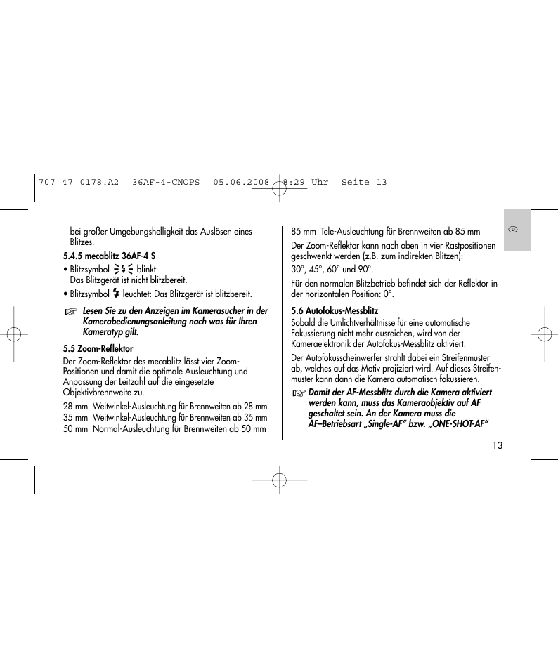 Metz 36 AF-4 O User Manual | Page 13 / 140