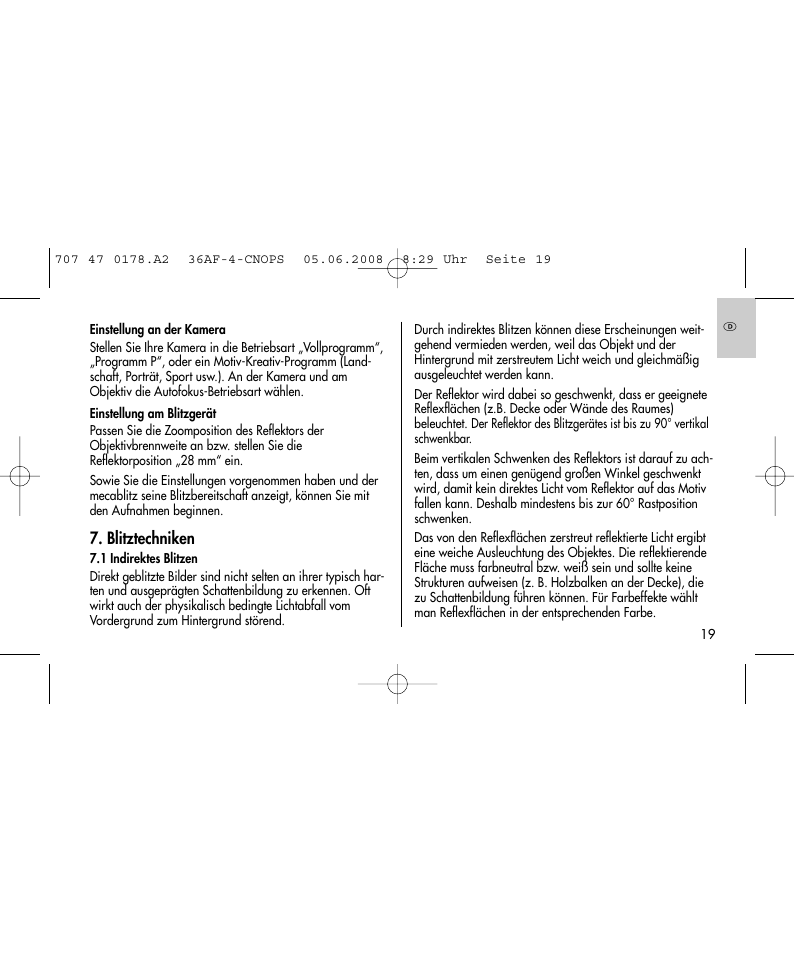 Blitztechniken | Metz 36 AF-4 O User Manual | Page 19 / 140