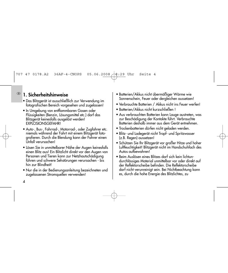 Sicherheitshinweise | Metz 36 AF-4 O User Manual | Page 4 / 140