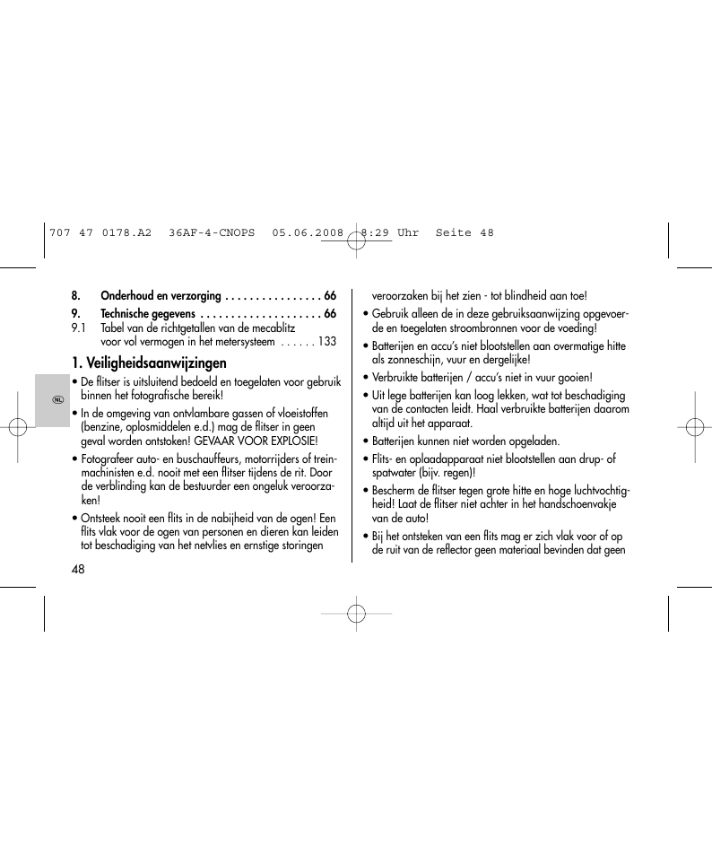 Veiligheidsaanwijzingen | Metz 36 AF-4 O User Manual | Page 48 / 140