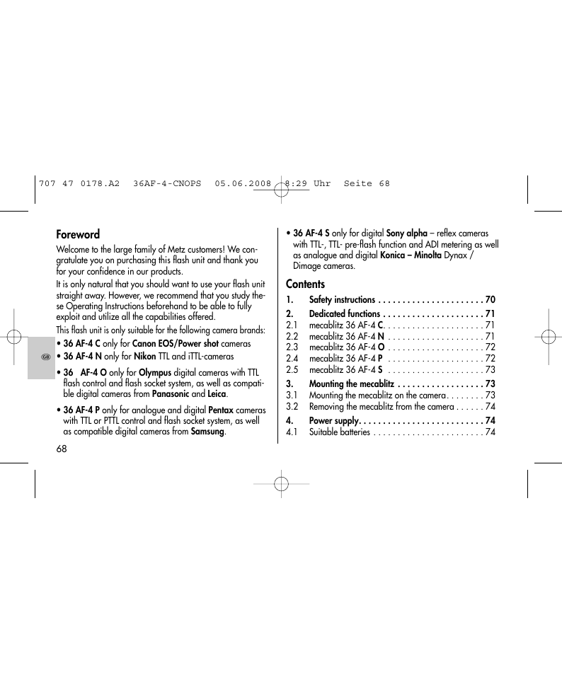 Metz 36 AF-4 O User Manual | Page 68 / 140