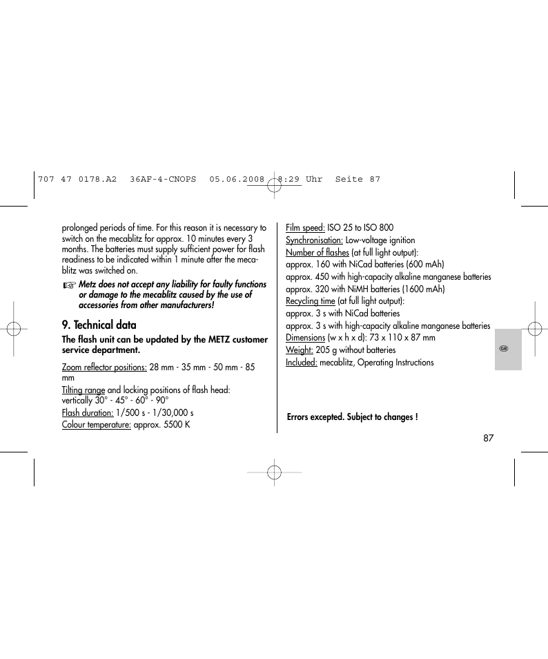 Metz 36 AF-4 O User Manual | Page 87 / 140