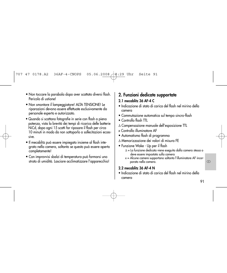 Funzioni dedicate supportate | Metz 36 AF-4 O User Manual | Page 91 / 140