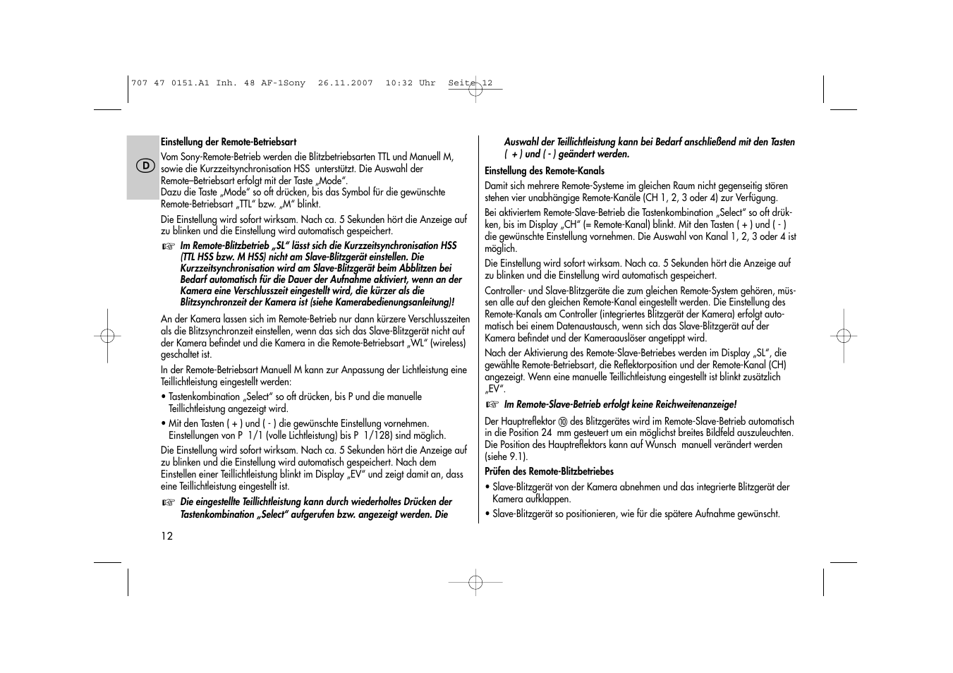 Metz 48 AF-1 User Manual | Page 12 / 124