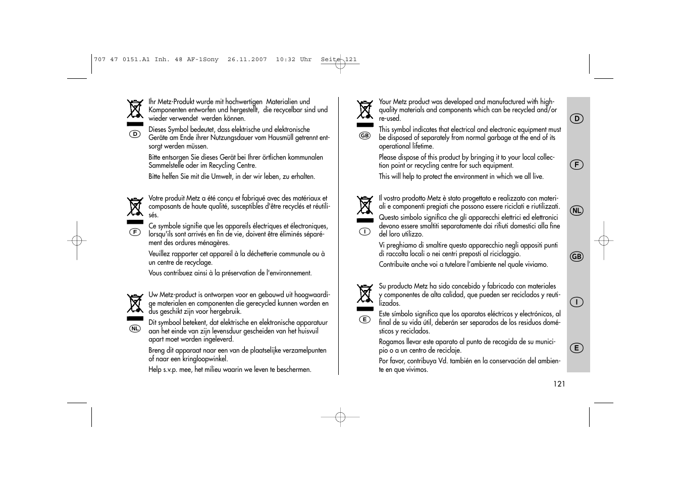 Metz 48 AF-1 User Manual | Page 121 / 124