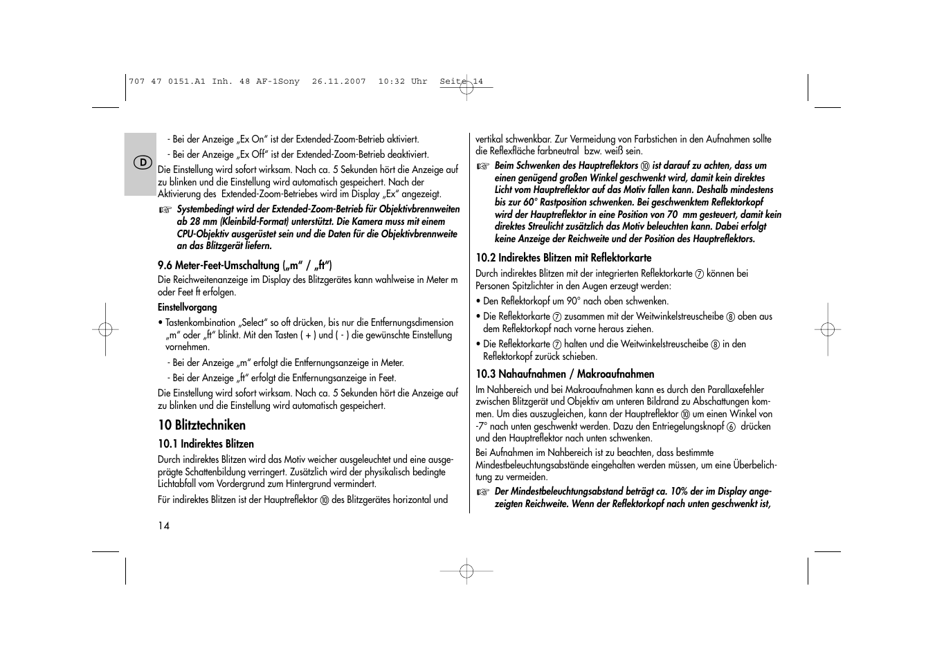 Metz 48 AF-1 User Manual | Page 14 / 124