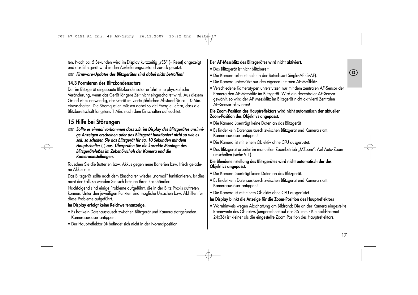Metz 48 AF-1 User Manual | Page 17 / 124