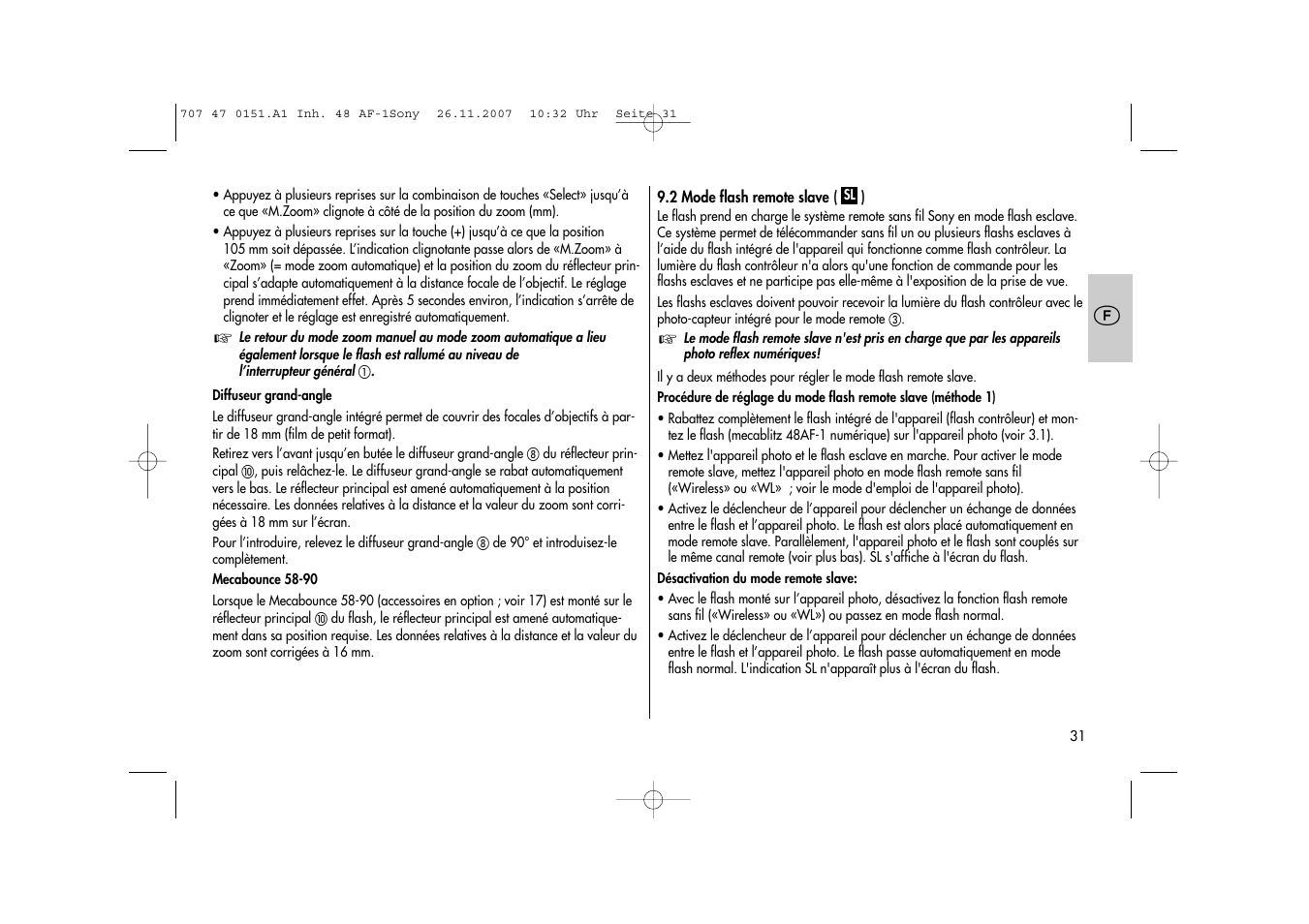 Metz 48 AF-1 User Manual | Page 31 / 124