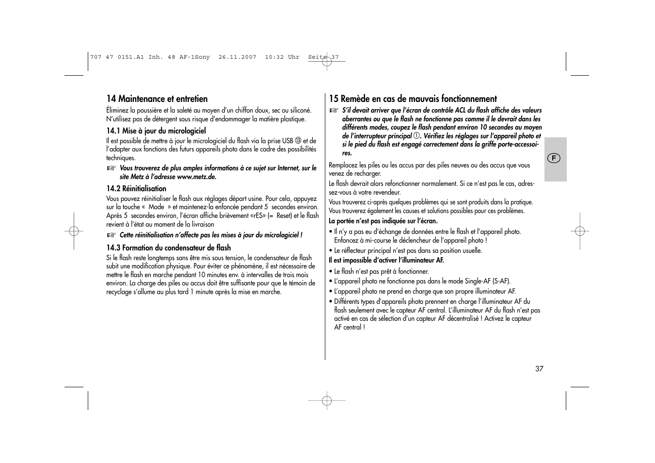Metz 48 AF-1 User Manual | Page 37 / 124