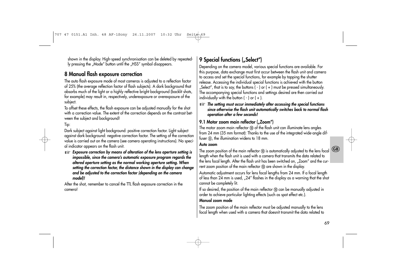 Metz 48 AF-1 User Manual | Page 69 / 124