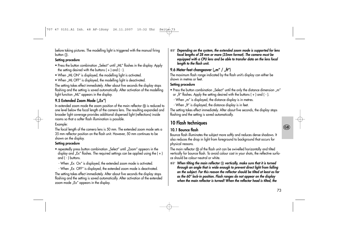 Metz 48 AF-1 User Manual | Page 73 / 124