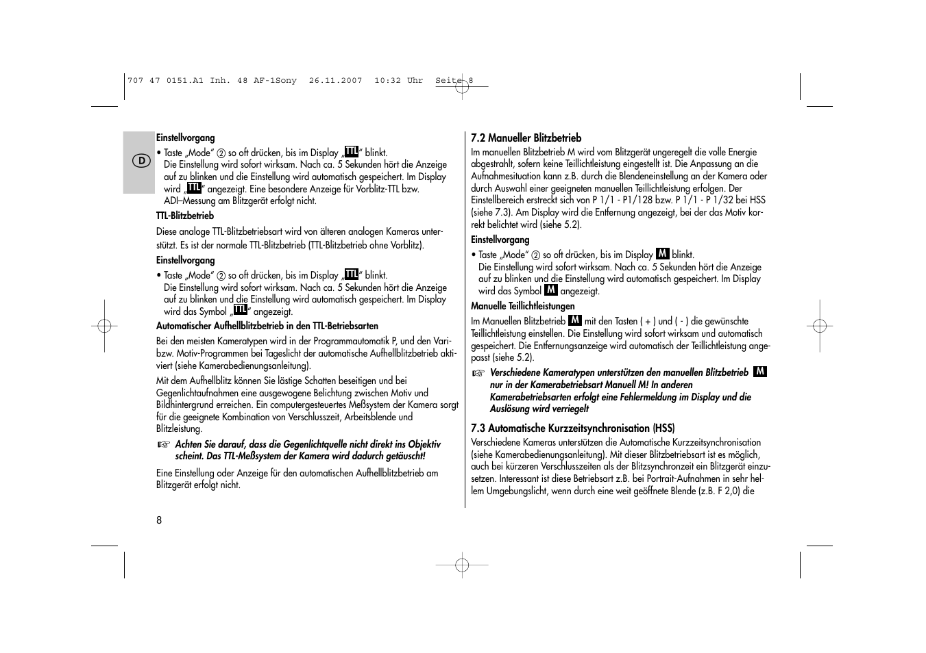 Metz 48 AF-1 User Manual | Page 8 / 124