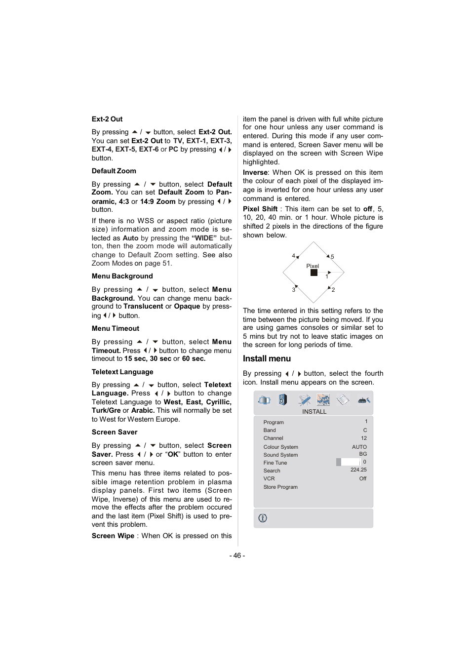 Install menu | Metz 42TN92 User Manual | Page 16 / 32