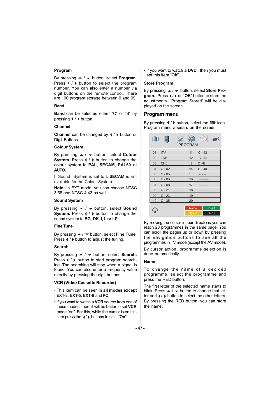 Program menu | Metz 42TN92 User Manual | Page 17 / 32