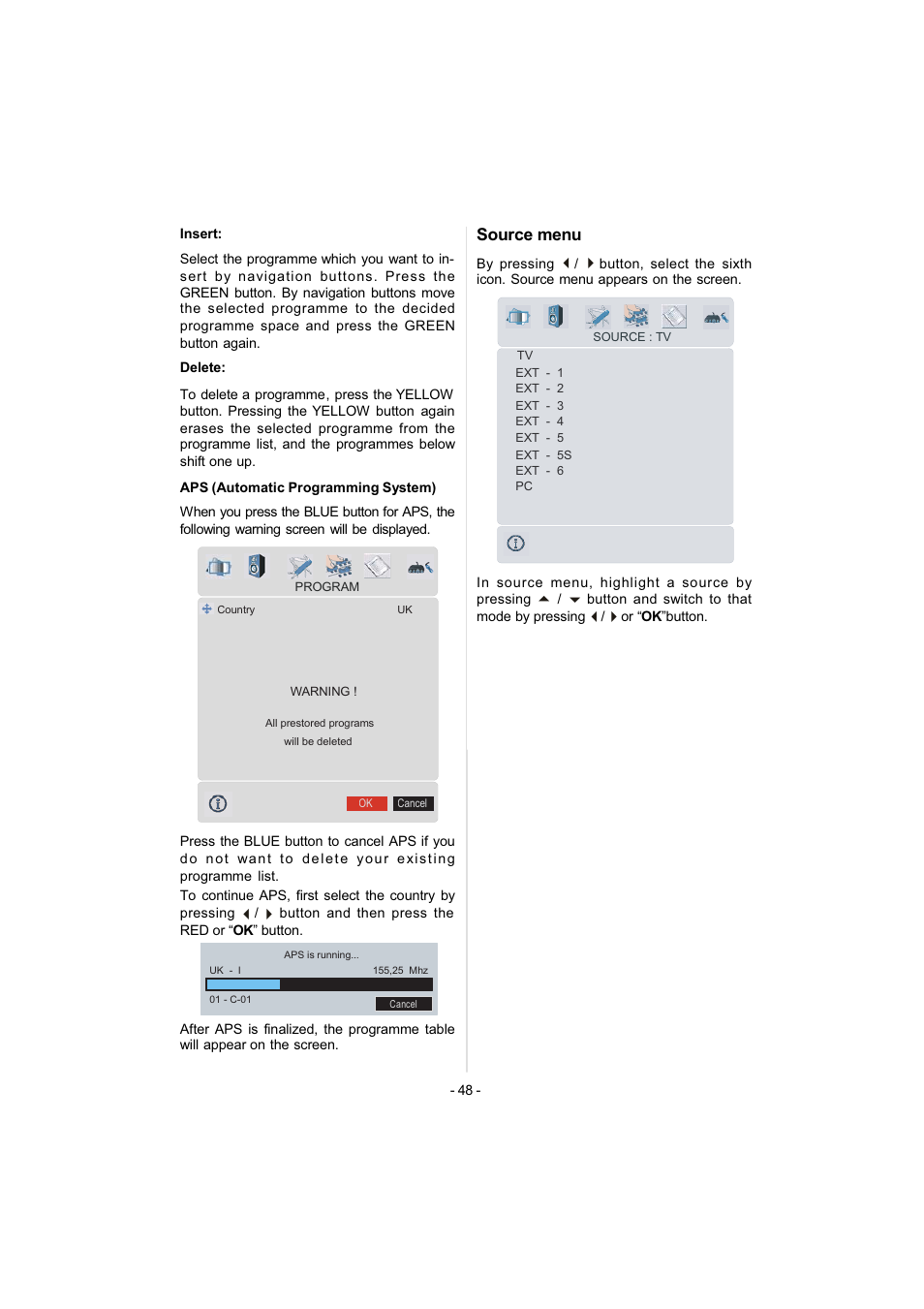 Source menu | Metz 42TN92 User Manual | Page 18 / 32