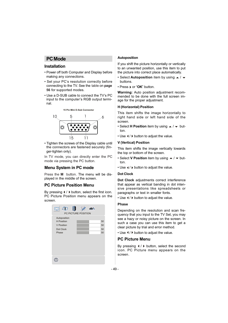 Pc mode | Metz 42TN92 User Manual | Page 19 / 32