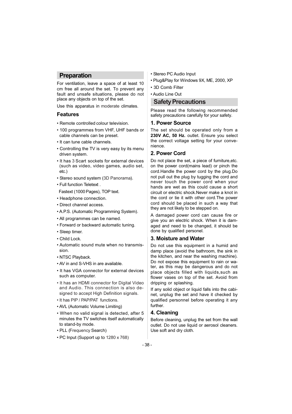 Preparation, Safety precautions | Metz 42TN92 User Manual | Page 8 / 32