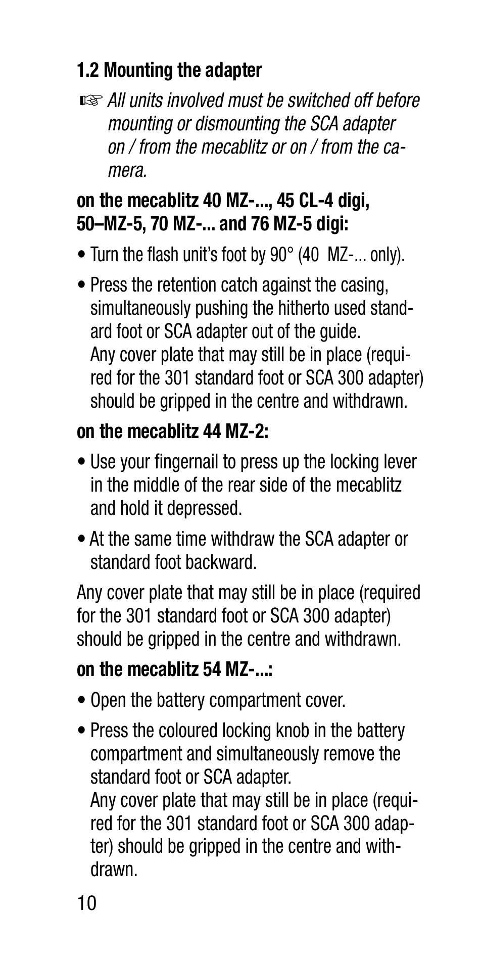 Metz SCA 3202-M User Manual | Page 10 / 112